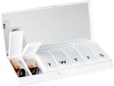 PORT X POLISH Tasarımcı Pi Weekly Pill Box Organizer (Single 1X Daily, Crisp White) | Compact, Şık 7Day Vitamin Tamam Case | Cute Portable Mini Travel Medicine Carrier | Madonna-Free Pillbox Caddy