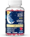Anne'nin Bliss Kids Sleep Melatonin Gummies, Un Habit-Forming with No Yapay Colors, Flavors or Gelatin - Age 3 Years + - Strawberry Flavor - 100 Sleep Gummies