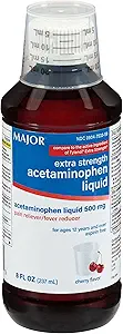 MAJOR Yetişkin Ekstra Güçlü Sıvı Acetaminophen 500 mg - Relieve Ağrısına yardım edin ve Ateşleri Azaltır - aspirin Free - Cherry Flavor - 8 Fl Oz (1 Pack)