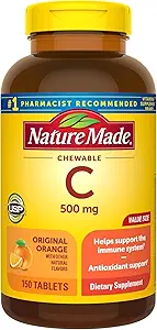 Nature Made Vitamin C 500 mg Μασώμενα δισκία 150 ea (πακέτο των 2)