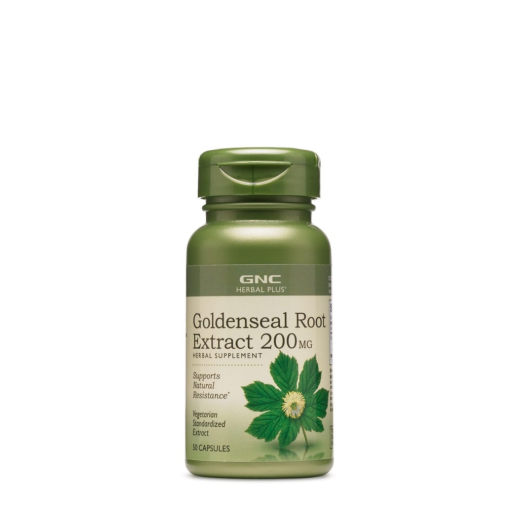 GNC Herbal Plus Goldenseal Root Extract 200mg Supplement, Vegetarian, Supports Natural Resistance, 50 Servings
