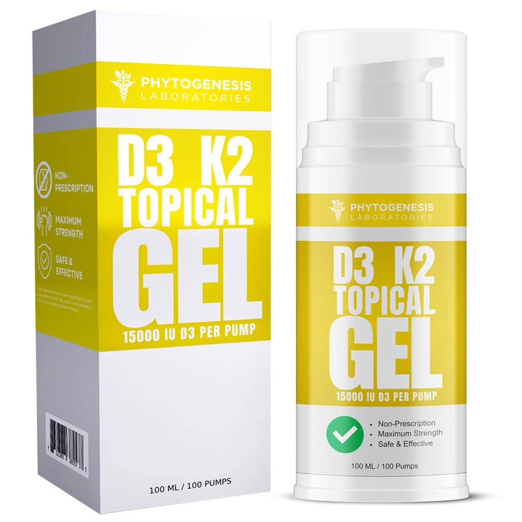 D3 Vitamin K2 En Güçlü Topical Gel - 15000+ I Per Pump - The Sunshine Vitamin - Immune Support - One Moon Supply