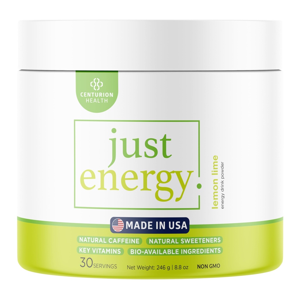Just Energy Drink Powder, Refreshing Lemon Lime Energy Drink Mix with 21 Energy-Boosting Ingredients, Includes B Vitamins, Choline, Zinc, Chromium and Inositol, 30 Servings