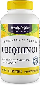 Sağlıklı Origins Ubiquinol (CoQ10), 200 mg - Kaneka Ubiquinol Supplements for Heart Health & Antioksi Support - Gluten-Free & Non-GMO Supplement - 150 Softgels