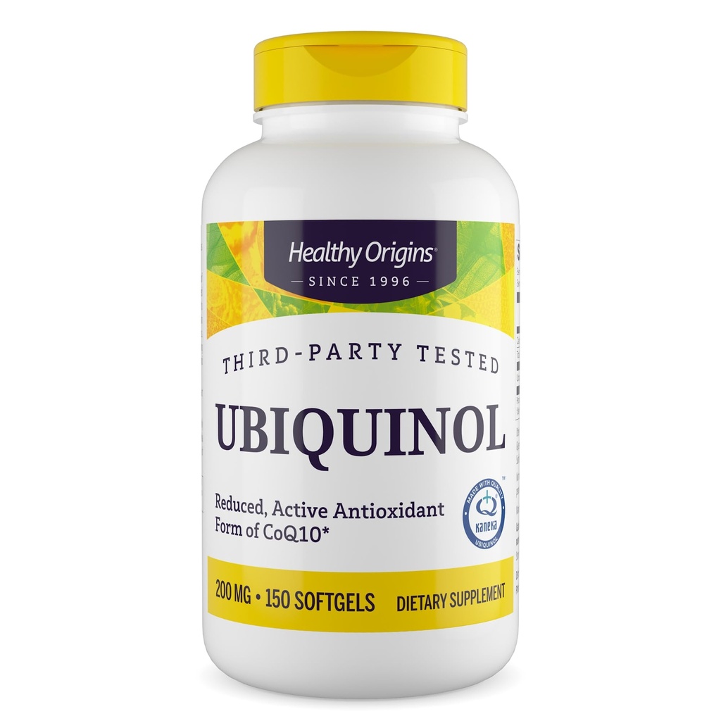 Sağlıklı Origins Ubiquinol (CoQ10), 200 mg - Kaneka Ubiquinol Supplements for Heart Health & Antioksi Support - Gluten-Free & Non-GMO Supplement - 150 Softgels