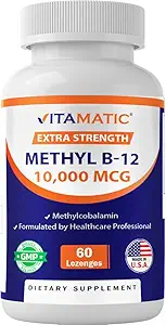 Vitamatic Methyl B12 (Methylcobalamin) 10.000 mcg – 60 Lozenges – Superior Source of Vitamin B12 for Energy & Nerve Health