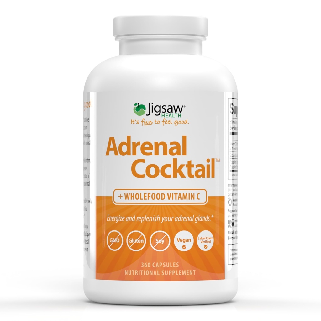 Jigsaw Health Adrenal Cocktail + Tümfood Vitamin C | Pyum Bikarbonat, Deniz Salt ve Acerola Cherry Extract | 360 Capsules | 60 Hizmetler