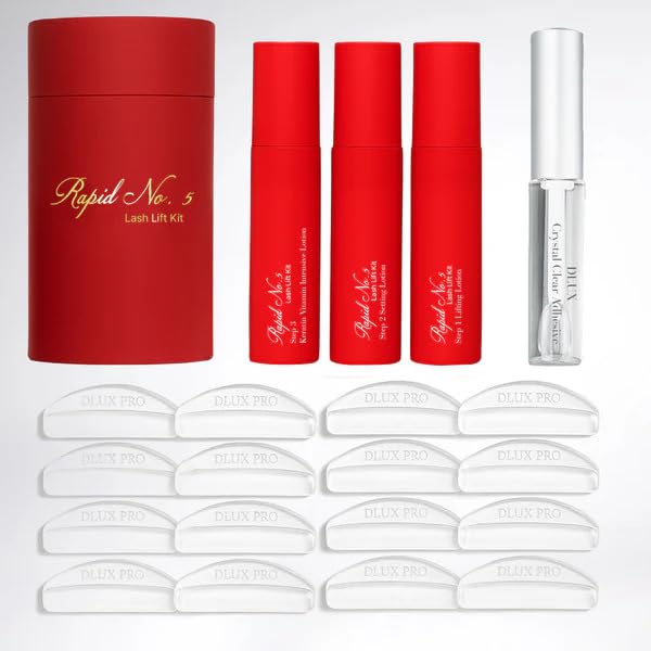 DLUX PROFESSIONAL Korean Lash Lift Kit – Rapid No.5 Eyelash Perm Kit, Semi-Permanent DIY Lash Lift, Lash Lamination and Brow Lamination Kit, Lasts Up to 4 Weeks, Salon and Home Use
