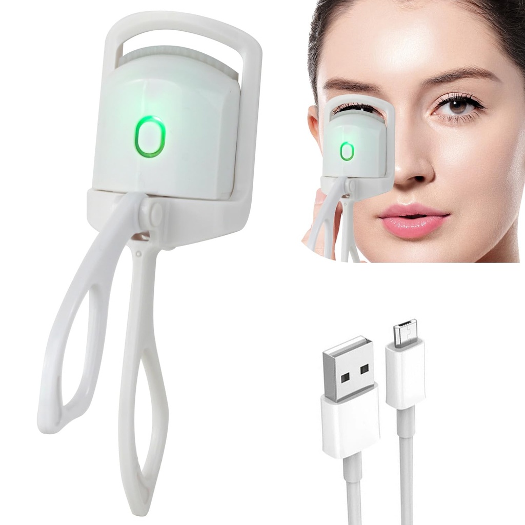 Heated Eyelash Curler, BORNBYME Electric Rapid Heat Lash Curlers with 2 Heating Modes for Women Makeup Quick Natural Lash Curling, White