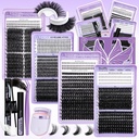 1274Pcs Lash Extension Kit 40D+60D+80D+100D+Bottom Lashes+Spike lashes Individual Lash Clusters With Lash Bond&Seal Remover Tweezer Lash Curler for Natural DIY Cluster Eyelash Extensions Kit