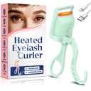 Heated Eyelash Curler, 5s Fast Heating Electric Eyelash Curler, Safe Anti-Burn Eyelash Curlers with Silicone Pad, Type-C Quick Charge, Intelligent Temp Control, 24H Long-Lasting Curls (Green)