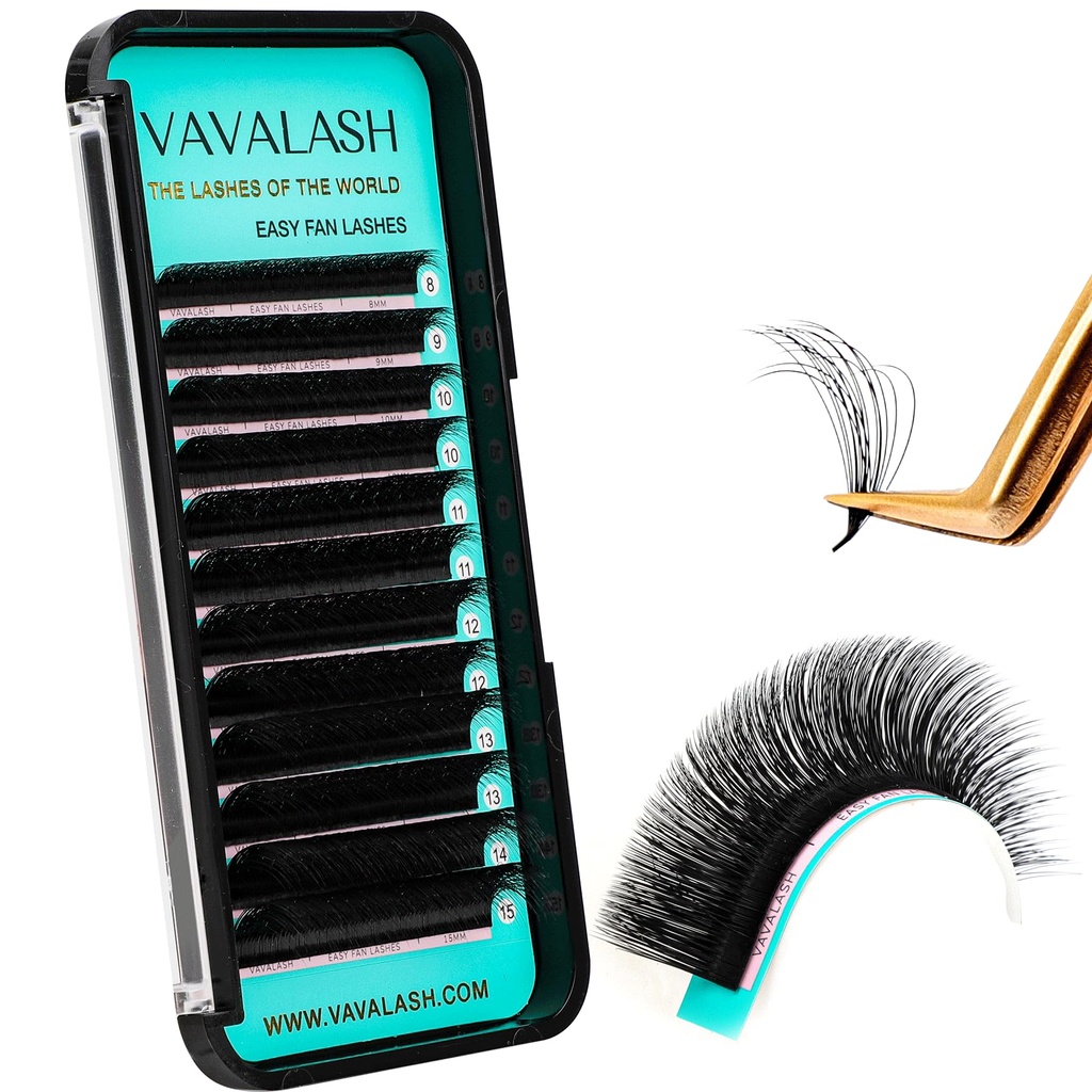 VAVALASH Easy Fan Lash Extensions 3D Effect Self Fanning Lashes Rapid Volume Eyelash Extensions 3D Layers Automatic Blooming Camellia Easy Fan Lashes(0.03-CC-8-15mm)