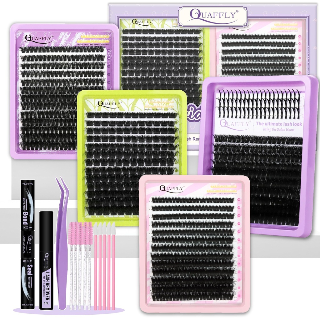DIY Lash Extension Kit D Curl 10-18mm Individual Spikes Lashes with Lash Bond and Seal Lash Remover Tweezers Eyelash Brush Mini Applicator Easy to DIY At Home