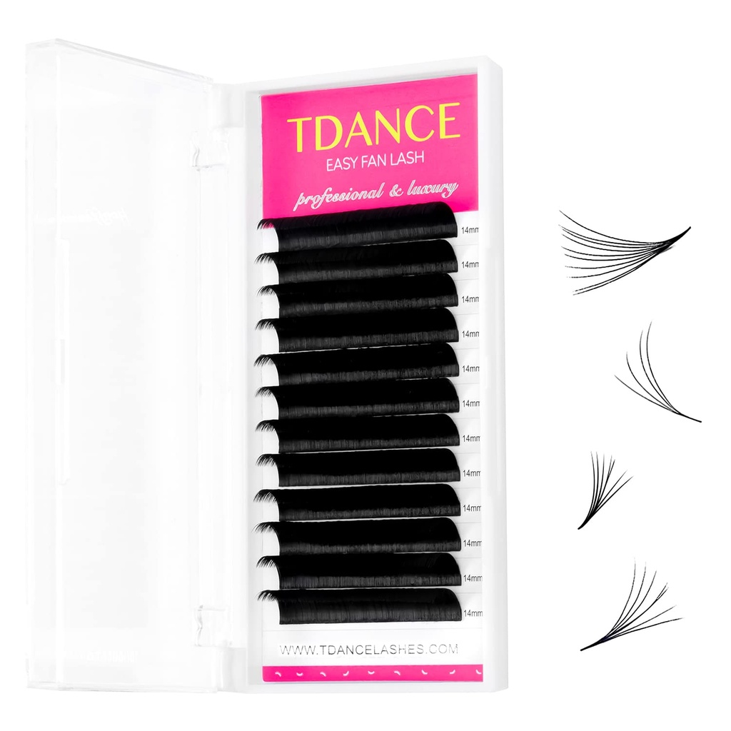 TDANCE Easy Fan Lash Extension Rapid Blooming Volume Eyelash Extensions C CC D DD J B L Curl 0.03-0.12mm Thickness Easy Fan Volume Lashes Self Fanning Eyelashes Extension (0.03-CC,11 mm)