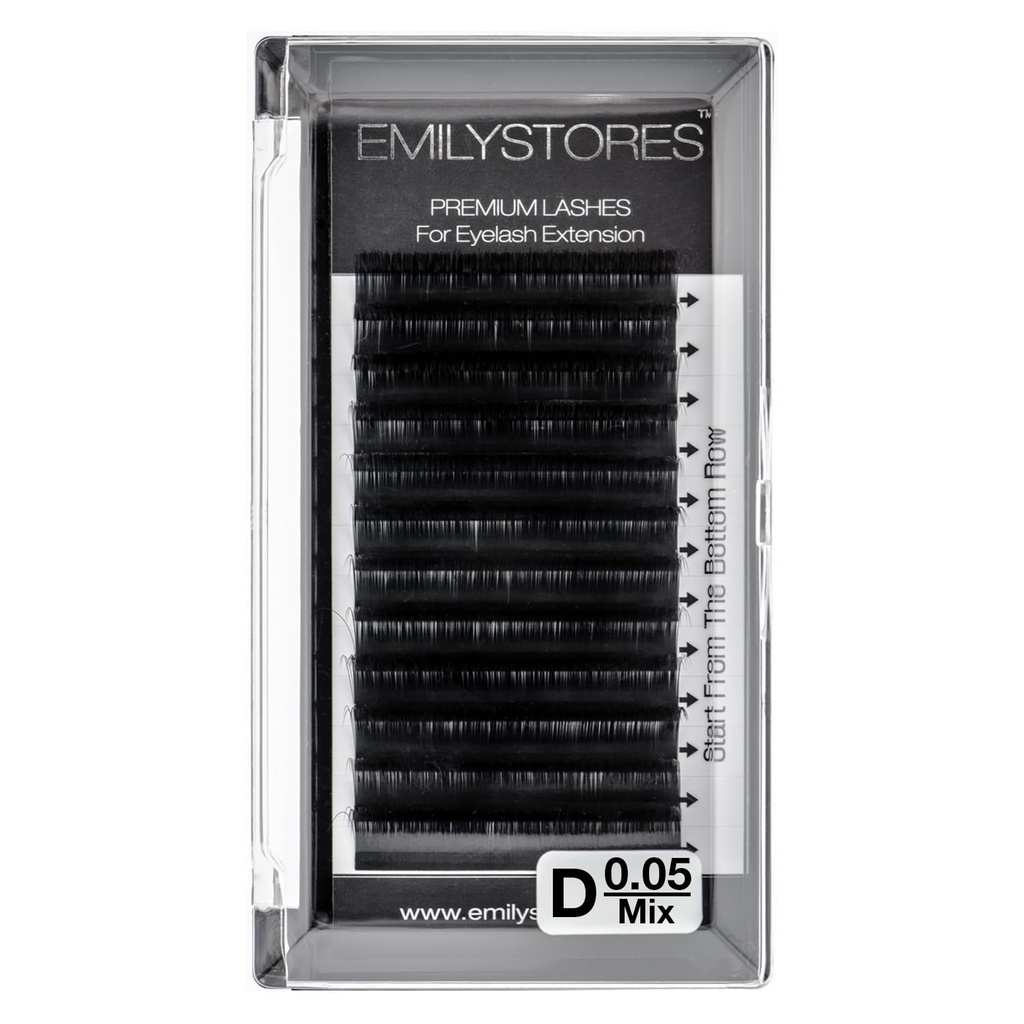 Eyelash Extension 0.05mm Thickness D Curl Length Mixed 8-14mm Individual Rapid Blooming lash For Lash Extensions, Flower Lashes, Self Fanning Eyelashes, (0.05,D,Mixed 8-14mm)