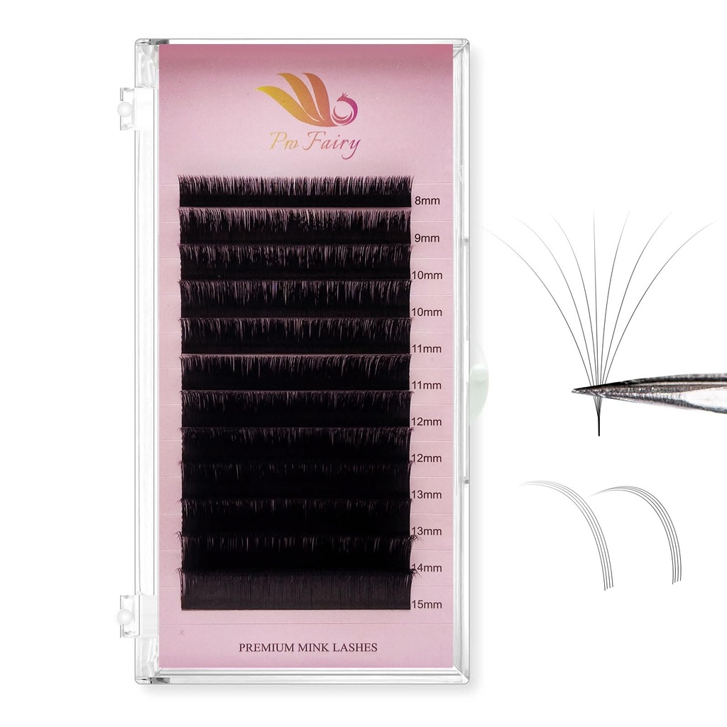 Easy Fan Lash Extension Rapid Blooming Volume Lashes Self Fanning Eyelashes Extension 03 05 07 Mixed 8-15mm B/C/C+/D/D+ Curl For Beginners Soft Professional Lash Supplies (0.03-C+-Mix)