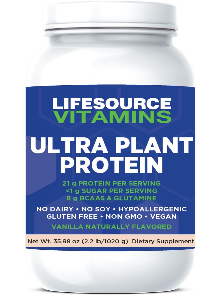 LifeSource Ultra Plant Protein- Raw Vegan Plant Based Protein- Vanilla 2.2 lbs