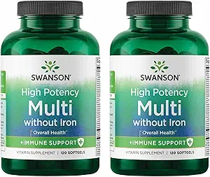 Swanson Multivitamin Sağlık Supplement Iron-Free Formula 120 Softgels Sgels (2 Pack)