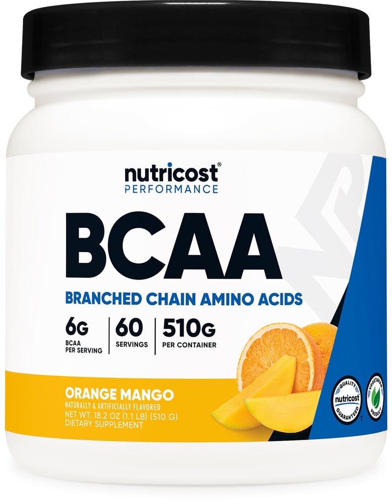 Nutricost BCAA Toz (Orange Mango, 60 Hizmet) - 2:1 Optimal Oran, Gluten Free, Non-GMO, Vegetarian