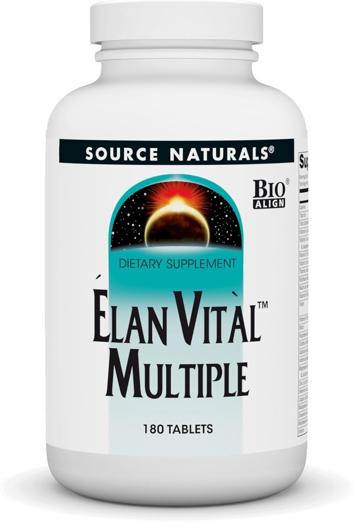 Source Naturals Elan Vital Multi - Supports Brain, Heart, Liver, Immune, Energy Boost - 180 Tabletler