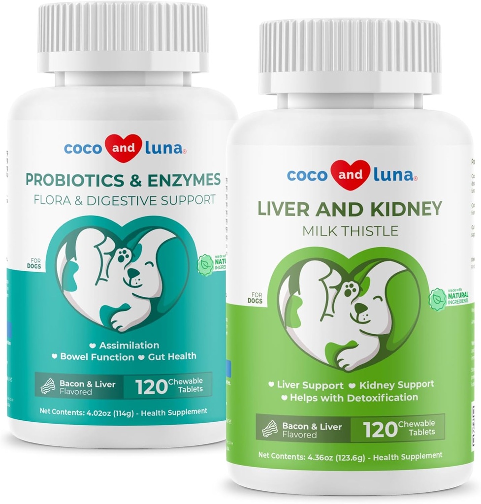 Köpekler için Butle & Probiyotikler - Liver Support, Bowel Function, Digestion Support for Gas, Diarrhea, Bad Dog Breath & Constipation