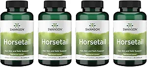 Swanson Horsetail - Herbal Supplement Sağlıklı Saç, Skin & Nails - Kemik Sağlığı ve Urinary Tract Desteği için Doğal Malzemeler - (90 Capsules, 500 mg Her) (4 Pack)