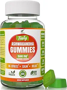Ashwagandha Gummies maximum Strength 1500 mg - Relax, Uplift Energy Chew - Sleep Support, Immune Health, Calm Mood, Contains Withanolides, Vegan, Plant Based, Non-GMO, Gluten-Free