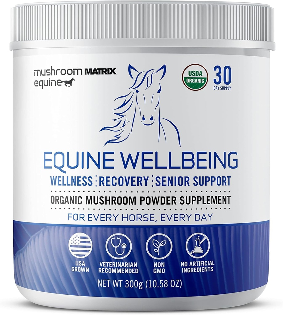 Om Mushroom Matrix - Equine | Wellness | USA Grown Human-Grade Organic Mushroom Toz Show Güvenli At Supplement | Wellness, Recovery, & Senior Support | 300 Grams, 10.5 oz