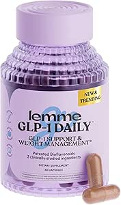 Lemme GLP-1 Günlük, Klinik olarak Studied Malzemeler Açlık ve Cravings'ları azaltmak, GLP-1 Production, Support Fat Kaybı ve Kilo Yönetimi, 1 Ay Supply (60 Capsules)