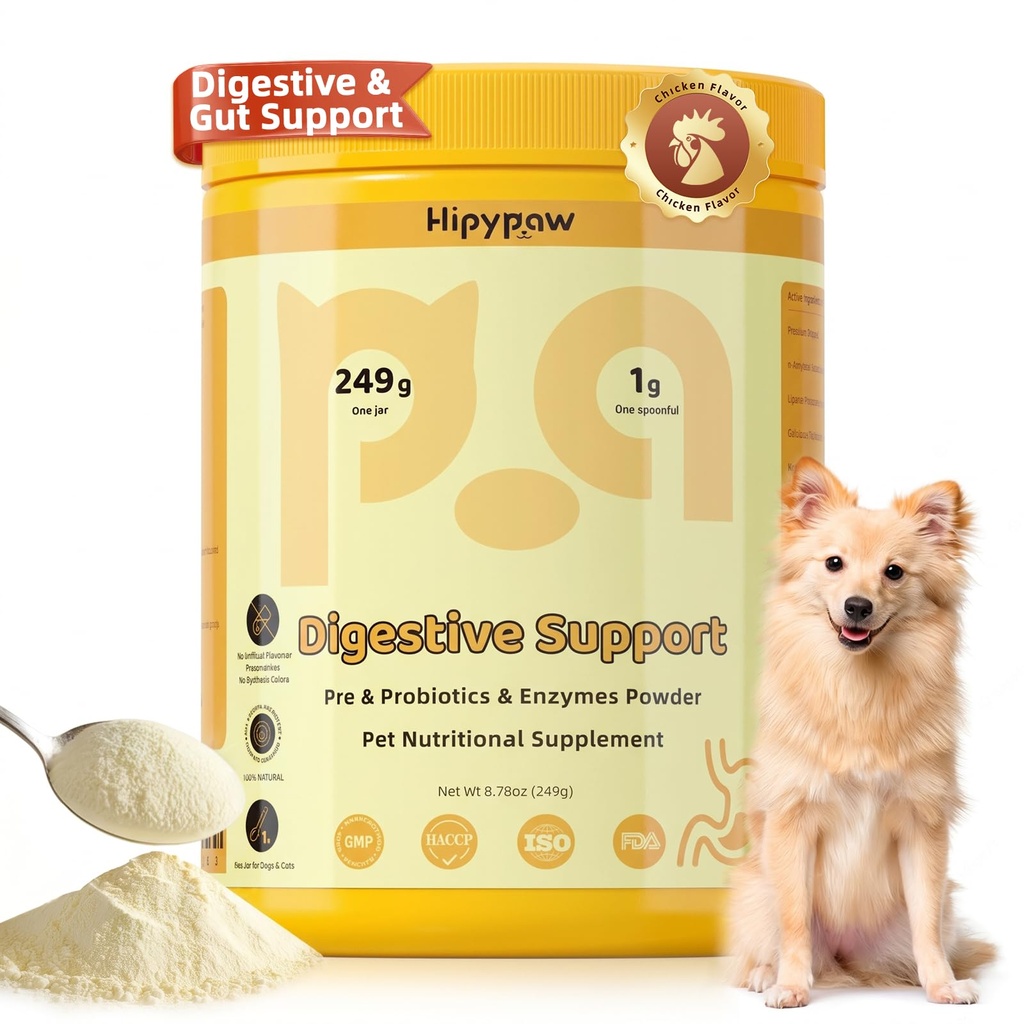 Digestive Probiotics for Dog - Digestive Enzymes Plus Probiotics & Prebiotics Promote Digestion and Regulate Gut Microbiota Balance for Cats and Dogs - 8.7oz Powder