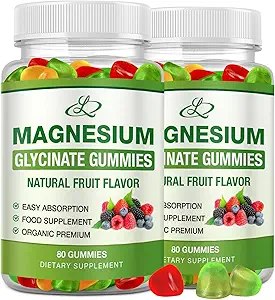 Yetişkinler ve Çocuklar 600 mg için Glycinate Gummies, Yüksek Abhidrasyon Pyum Magnezyum Tamamı Uyku, Magnezyum L-Threonate, 160 Count Count