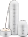 Zannaki Metal Moisture Kanıt Haftalık Pill Organizer, Stackable Alüminyum Alloy BPA Free Travel Hiking 7 Günlük Pill Box Vaka Suları ve Piller, Vitaminler, Fish Oil, Supplements