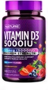 Nature Chewable Vitamin D3 5000 IU - Vitamin D Supplement Chews - Sugar Free & Natural Berry Flavor - 60 Tabletler