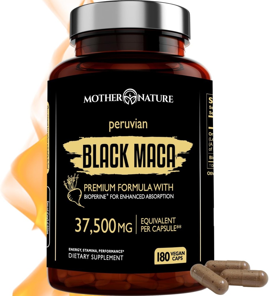 Black Maca Root 50:1 Extract 37.500mg – 180 κάψουλες Βιολογικό Περουβιανό Maca Peruana συμπλήρωμα για τους άνδρες 