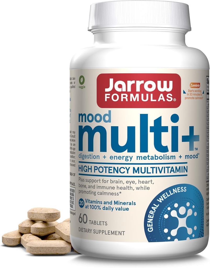 Jarrow Formulas Multi+ Mood Multivitamins for Occasional Stres Direnişi, 60 Tablet, 30 Gün Supply