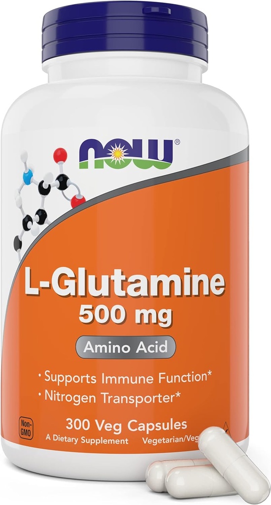 Şimdi L-Glutamine 500 mg 300 Veg Capsules - Non-GMO Supplement - Vegan Lglutamin Caps