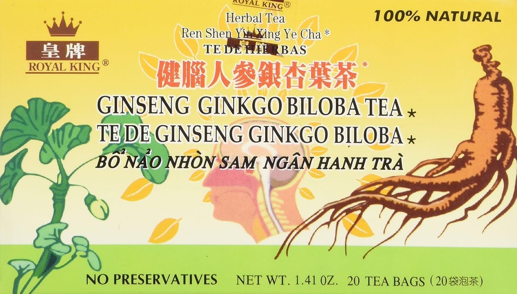 Βασιλικός βασιλιάς Ginseng Ginkgo Biloba Τσάι (20 τσάντες)