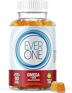 Omega Fish Oil Gummies for Adults and Teens with DHA - Υποστήριξη Εγκεφάλου και Καρδιαγγειακής Υγείας Συμπλήρωμα - Vegan, Ζελατίνη Δωρεάν, GMO Δωρεάν - Νοστιμότατο Πορτοκάλι και Λεμόνι Γεύση με Ωμέγα 3, 6, και 9