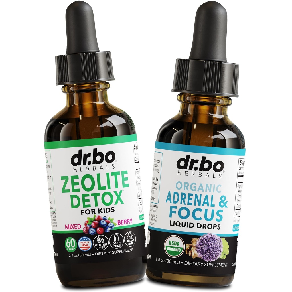 Zeolit Detox & Adrenal Focus Support - Çocuklar ve Yetişkinler için Zeolite Zeolit B12 & D - Organik Adrenal ve Calm Natural Brain için Focus, Memory Fatigue