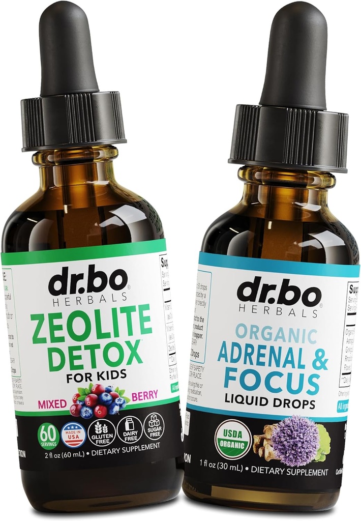 Zeolit Detox & Adrenal Focus Support - Çocuklar ve Yetişkinler için Zeolite Zeolit B12 & D - Organik Adrenal ve Calm Natural Brain için Focus, Memory Fatigue