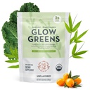 Organic Greens Powder Drink Mix | Skin & Gut Health USDA Organic Superfood Blend Probiotics Digestive Enzymes Tremella Mushroom Biotin Vitamin C & Bamboo Silica Vegan Glow Greens Unflavored 25 Serving