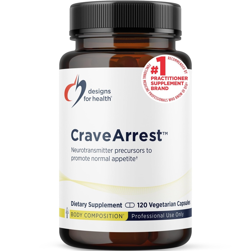 Sağlık CraveArrest için tasarımlar - L-Tyrosine Anti-Craving Support Supplement with 5-HTP, B6, Rhodiola, B12 - Serotonin + Dopamine Support (120 Capsules) için tasarlanmış