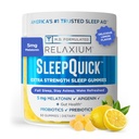 Relaxium Sleep Quick Gummy, Sleep Aid Support, 5 mg Melatonin, D-3, Prebiyotik & Probiyotik Mix, Gluten & Drug Free, Lemon Flavor, 60 Gummies