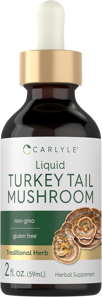 Carlyle Türkiye Tail Mushroom Extract Liquid Tincture | 2 FL Oz | Vegetarian Drops | Non-GMO, Gluten Free Supplement Supplement