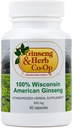 100% Pure Wisconsin American Ginseng Capsules - 500 mg. Authentic Panax Quinquefolius. Potent Ground Macintosh Root - No Fillers, Binders veya Diğer Katkılar.
