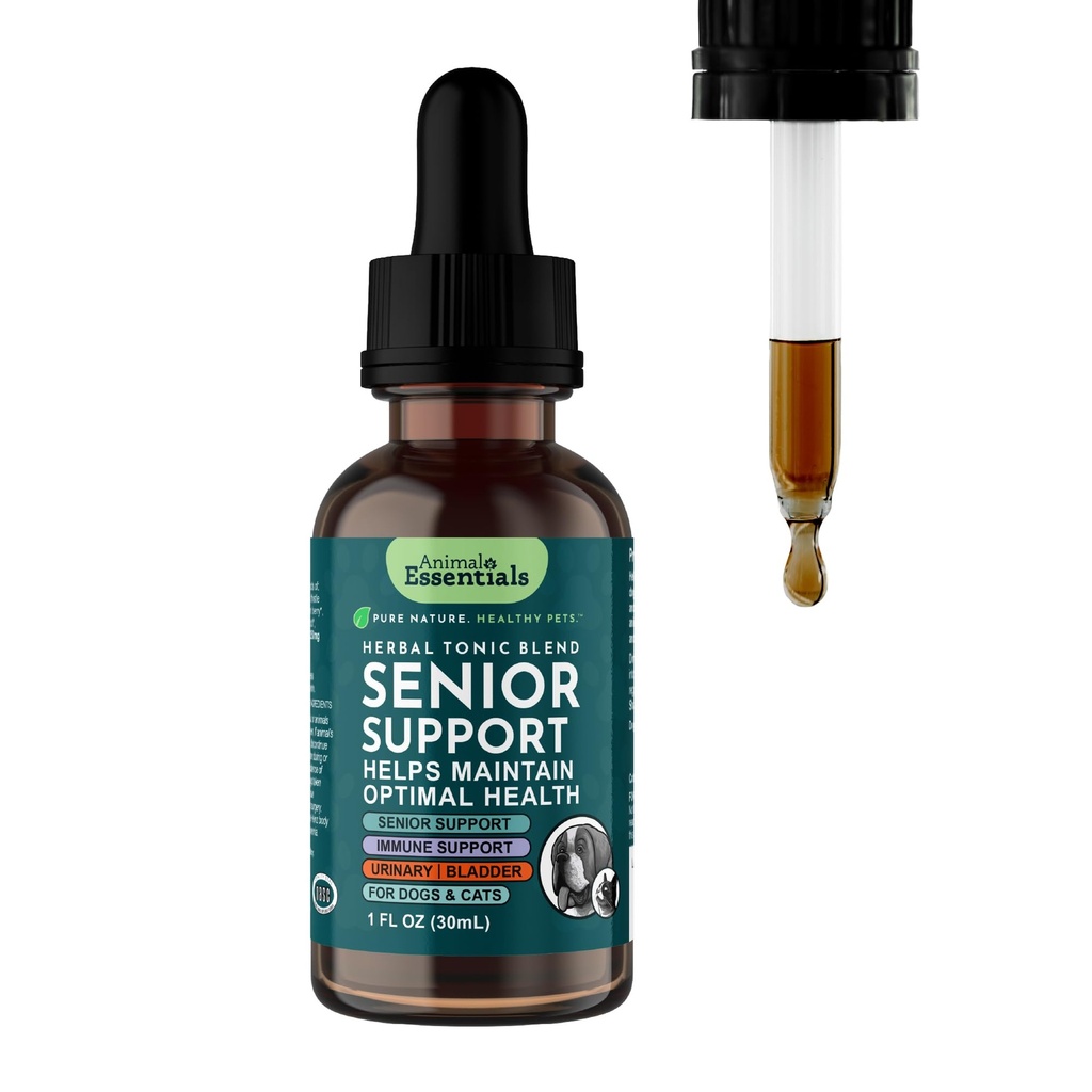 Animal Essentials Senior Support for Dogs & Cats Supplement - Milk Thistle, For Old Cats & Dogs, Pet Kidney Support, Herbal Supplement - 1 Fl Oz