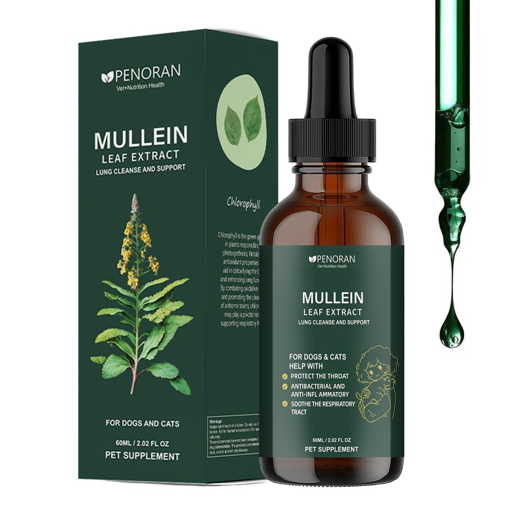 Mullein Lung & Cough Drops for Dogs & Cats, Cough, Hoarseness, Easy Breathing, Lung Cleanse and Support, Better Lungs, Soothes Throat Discomfort - ﻿100% Natural and Efficient ﻿ ﻿ ﻿