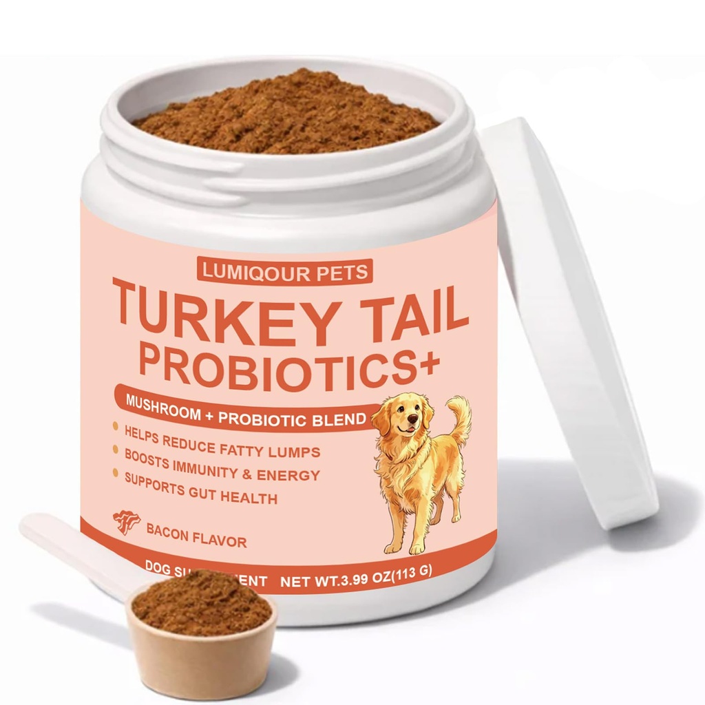 Lumiqour Turkey Tail for Dogs, Turkey Tail Mushroom for Dogs, Mushroom Supplement with Immune Support Your Mature Dog’s Immunity, Gut, Skin, 3.99oz/PCS (1PCS)