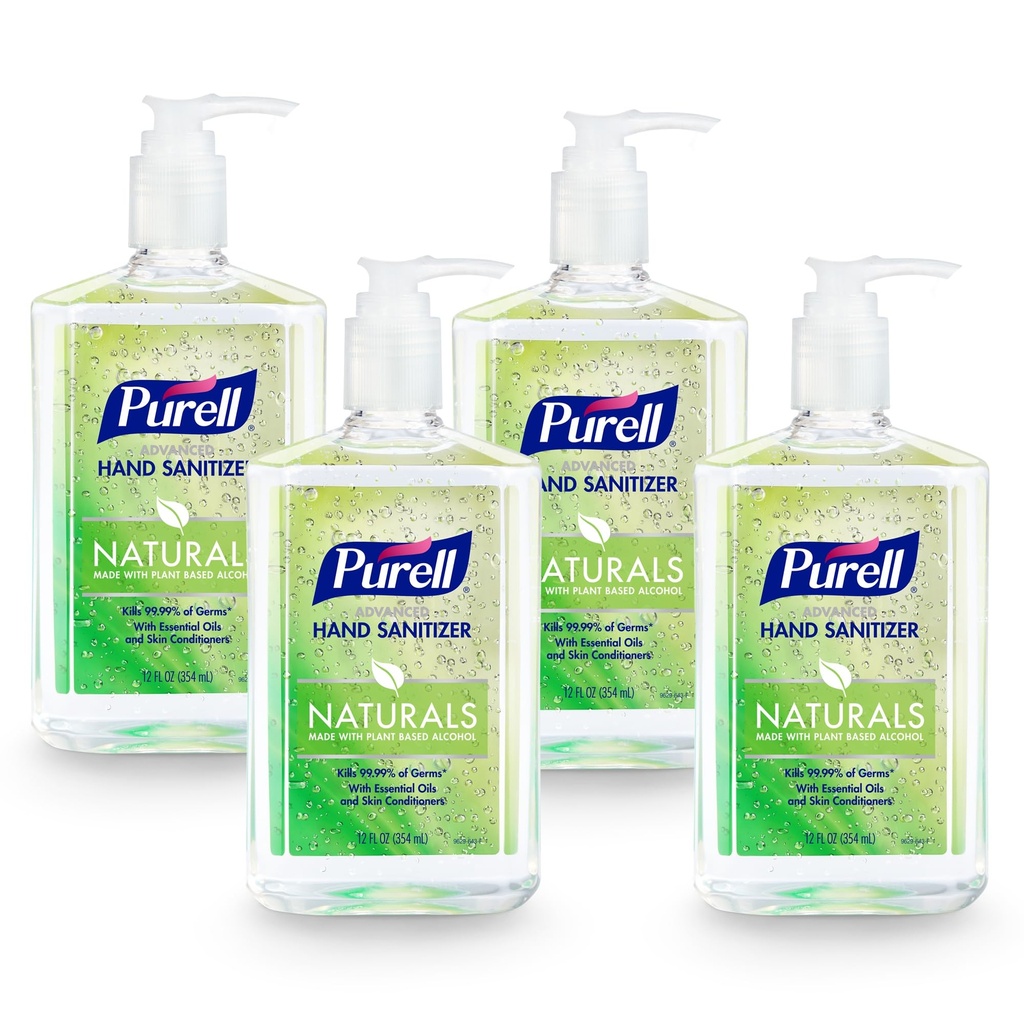 Purell Advanced Hand Sanitizer Naturals with Plant Based Alcohol, Citrus Scent, 12 fl oz Pump Bottle (Pack of 4) - 3623-06-EC2