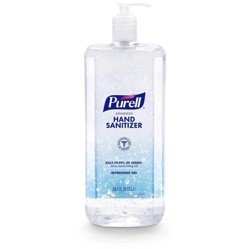 PURELL Advanced Hand Sanitizer Refreshing Gel, Clean Scent, 1.5 Liter Pump Bottle (Pack of 1) - 5015-04